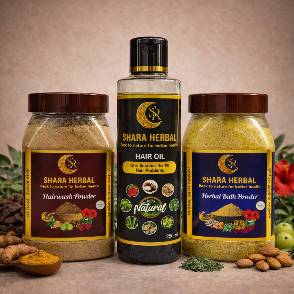 Shikakai 250g + Bath Powder 250g +Hair Oil 250ml